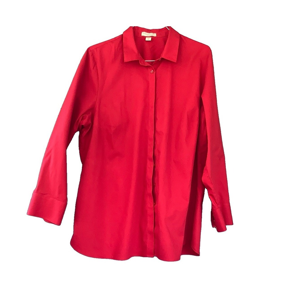 Coldwater Creek Women's Blouse 3x 24 Button Up Long Sleeve Deep Red - Picture 2 of 3
